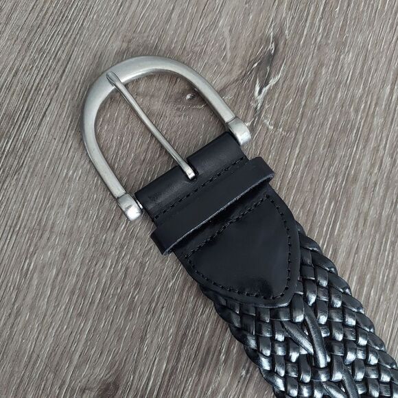 Chaps Black Woven Braided Wide Belt Medium - Picture 3 of 7